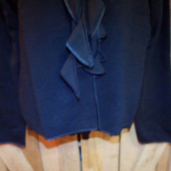 Vintage Jones New York Signature Ruffled Cardigan Sweater w/satin trim - Picture 2 of 6